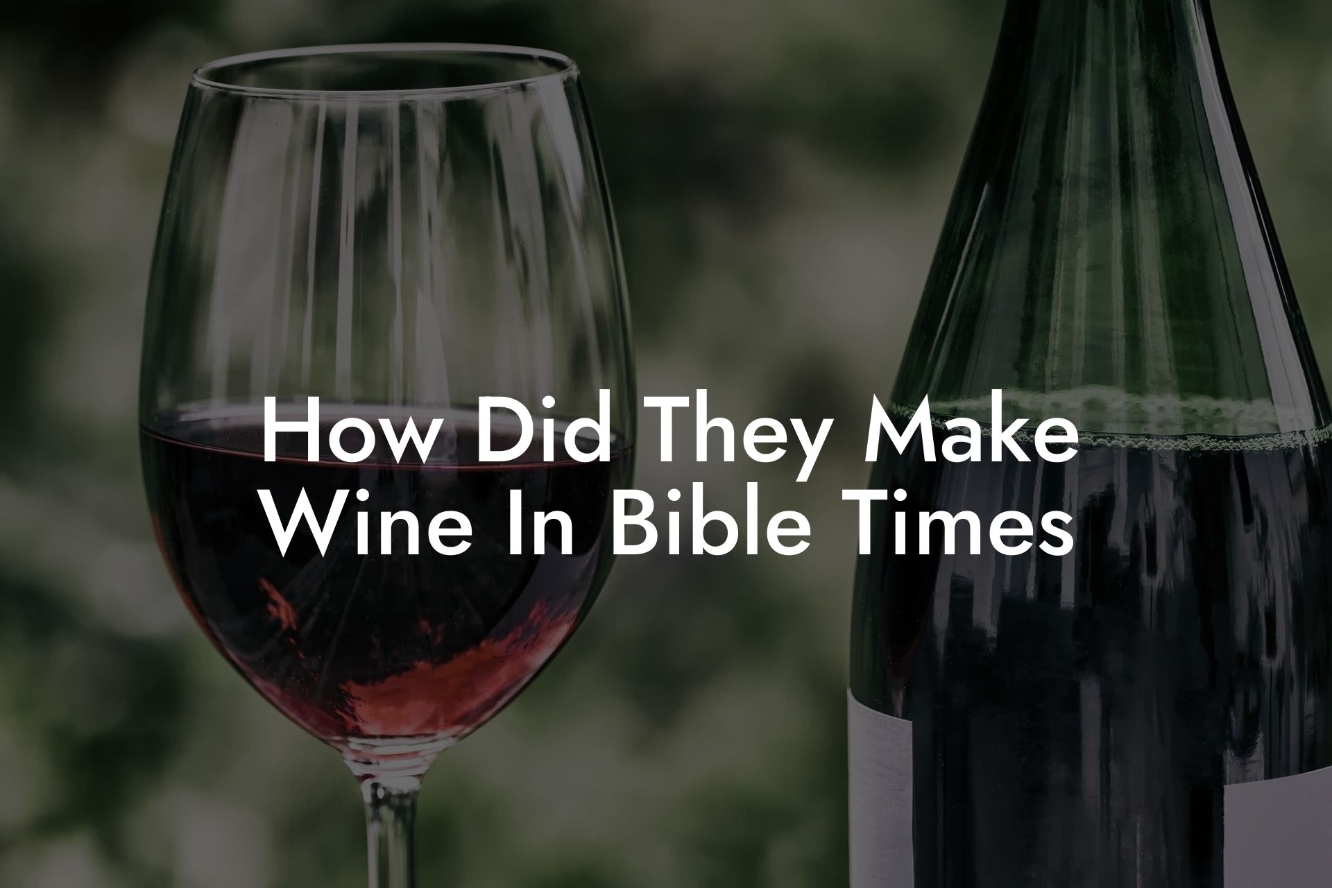 How Did They Make Wine In Bible Times